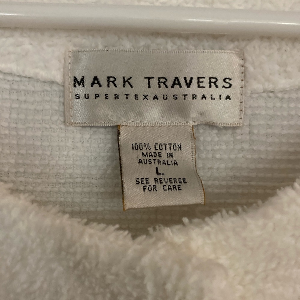 Mark Travers L Chenille Robe 100 Cotton Supertex Australia Cr w/pale flowers - Picture 2 of 8